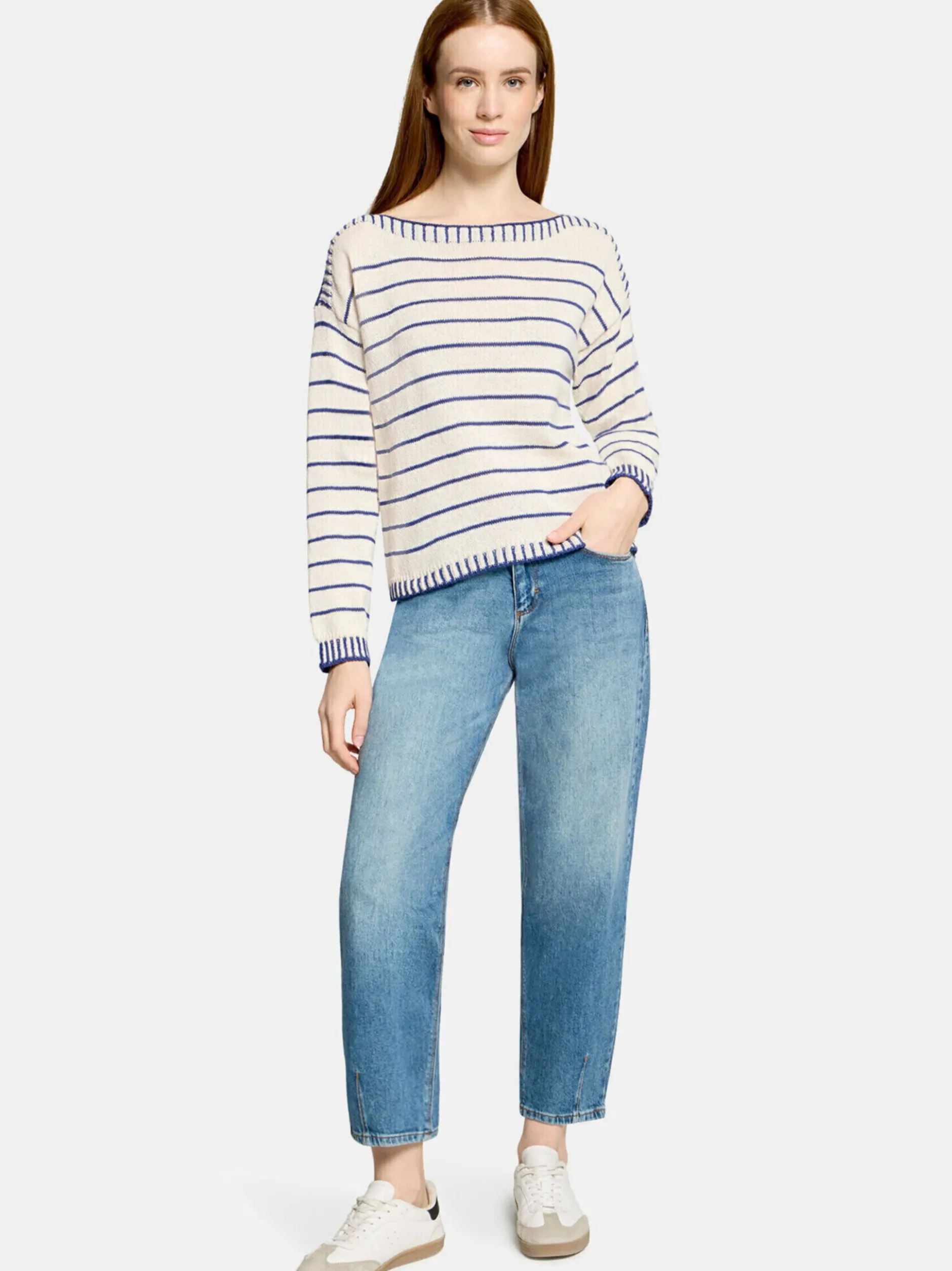 Cartoon Damen Strickpullover in blau mehrfarbig