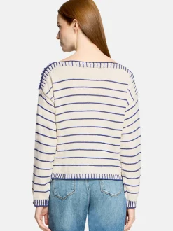 Cartoon Damen Strickpullover in blau mehrfarbig
