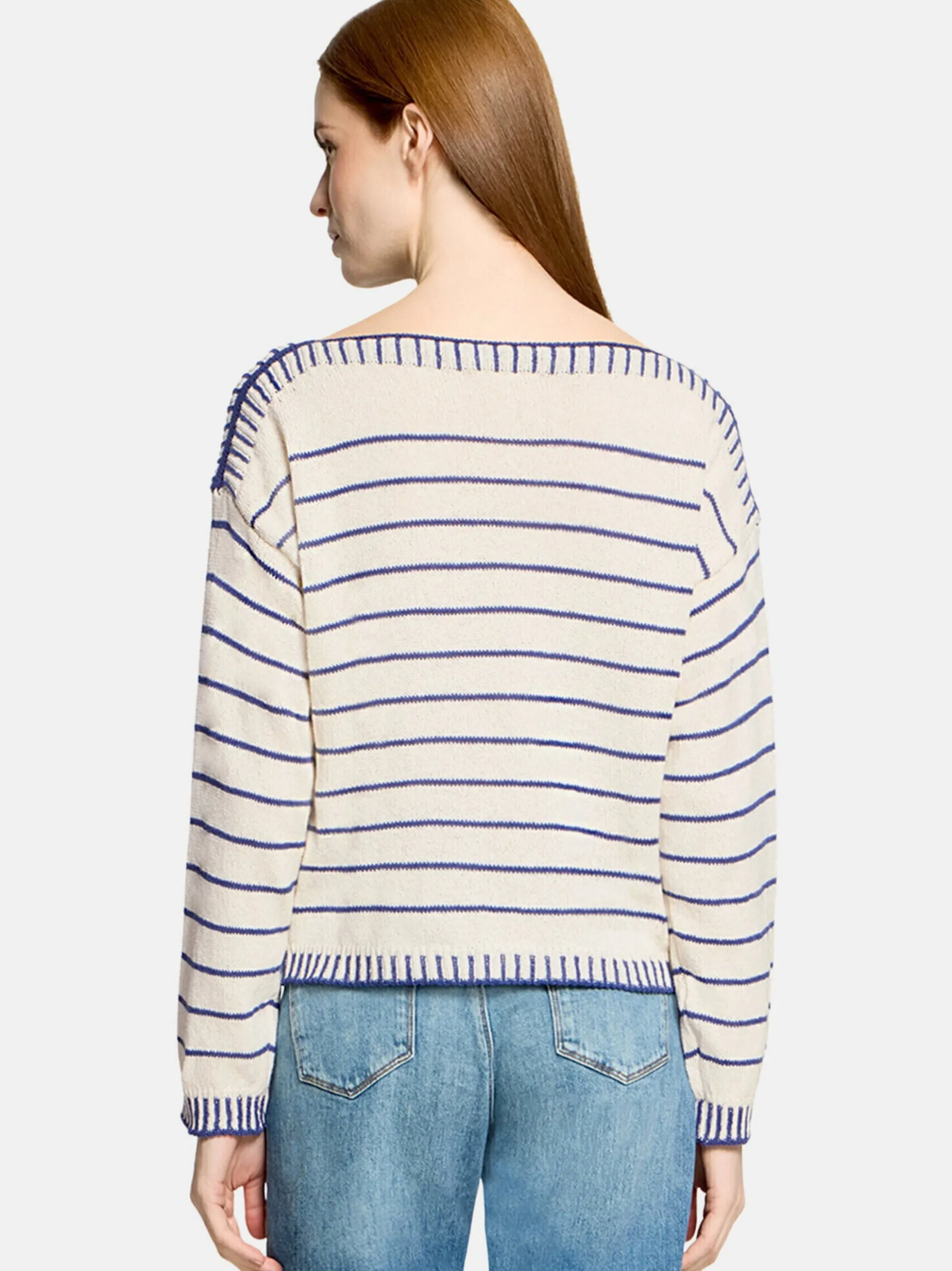 Cartoon Damen Strickpullover in blau mehrfarbig