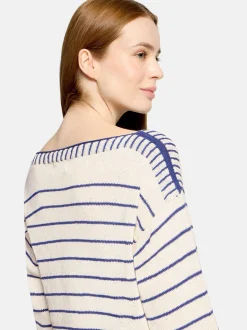 Cartoon Damen Strickpullover in blau mehrfarbig