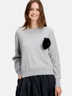 Cartoon Damen Strickpullover in grau