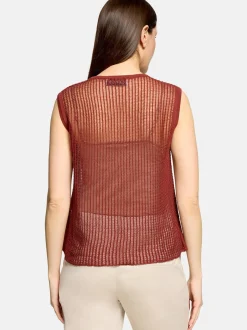 Cartoon Damen Strick-Top in braun