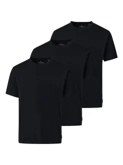 CASAMODA Herren Basic T-Shirt im 3er-Pack in schwarz