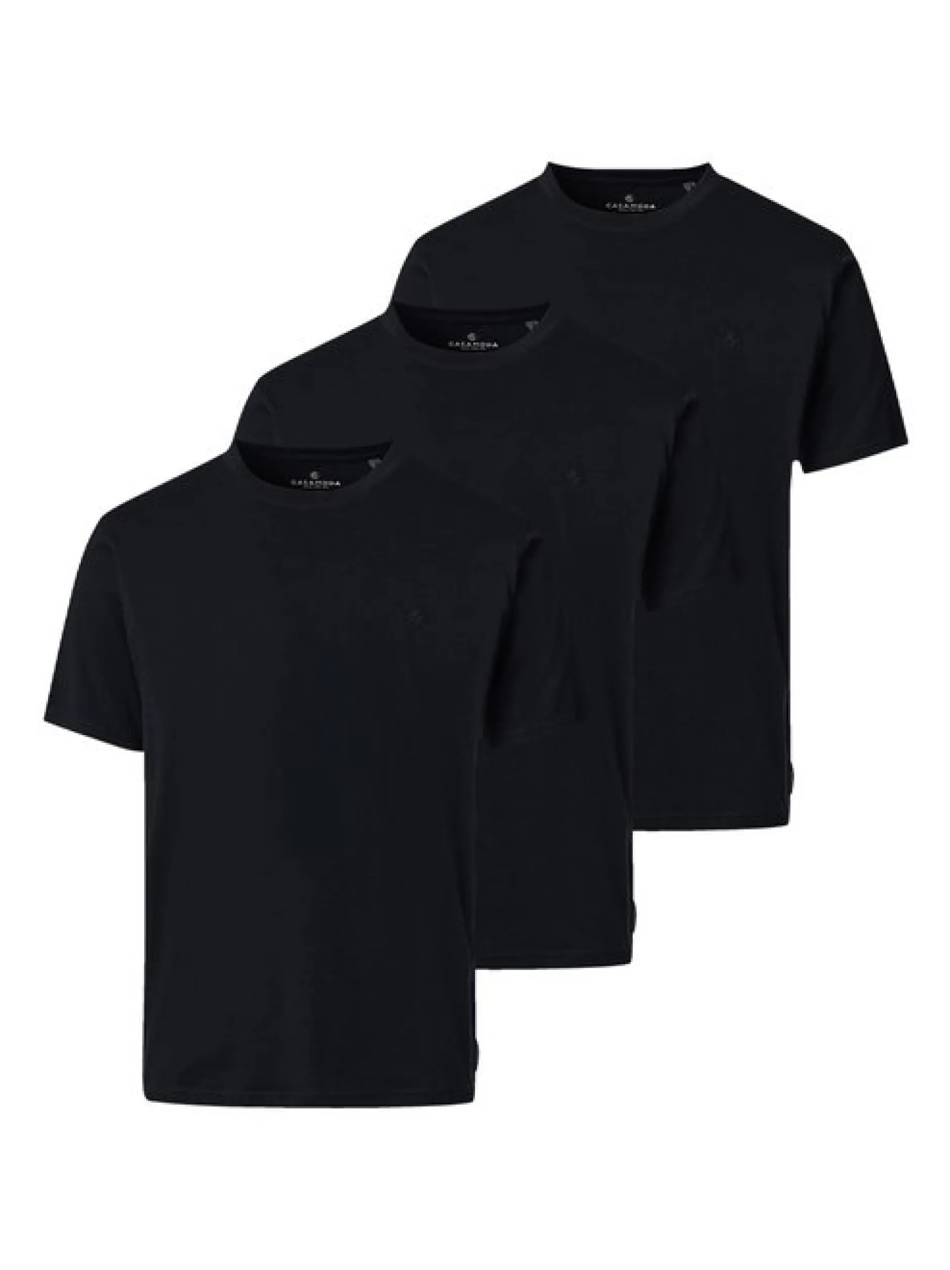 CASAMODA Herren Basic T-Shirt im 3er-Pack in schwarz