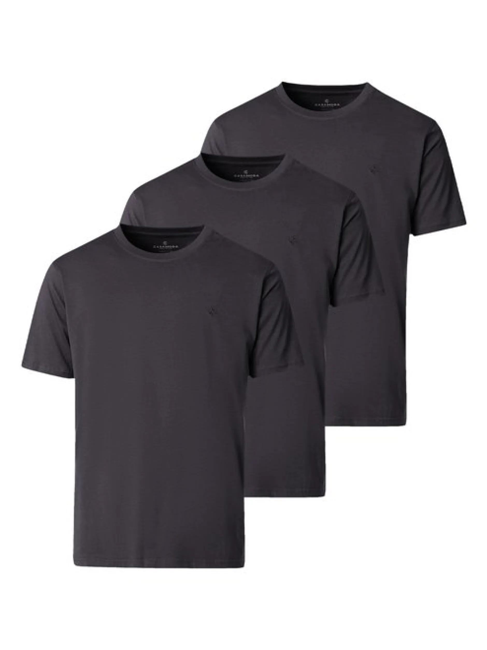 CASAMODA Herren Basic T-Shirt im 3er-Pack in anthrazit grau