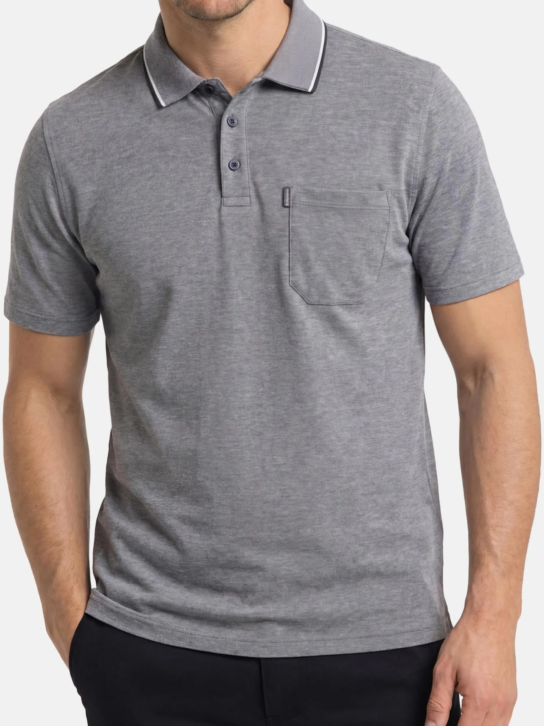 CASAMODA Herren Poloshirts im 2er-Pack in hellgrau