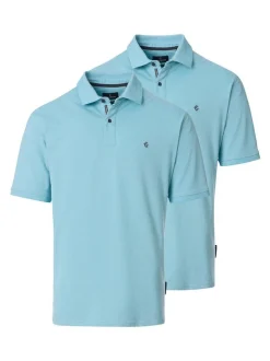 CASAMODA Herren Poloshirts im 2er-Pack in türkis