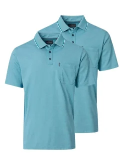CASAMODA Herren Poloshirts im 2er-Pack in türkis