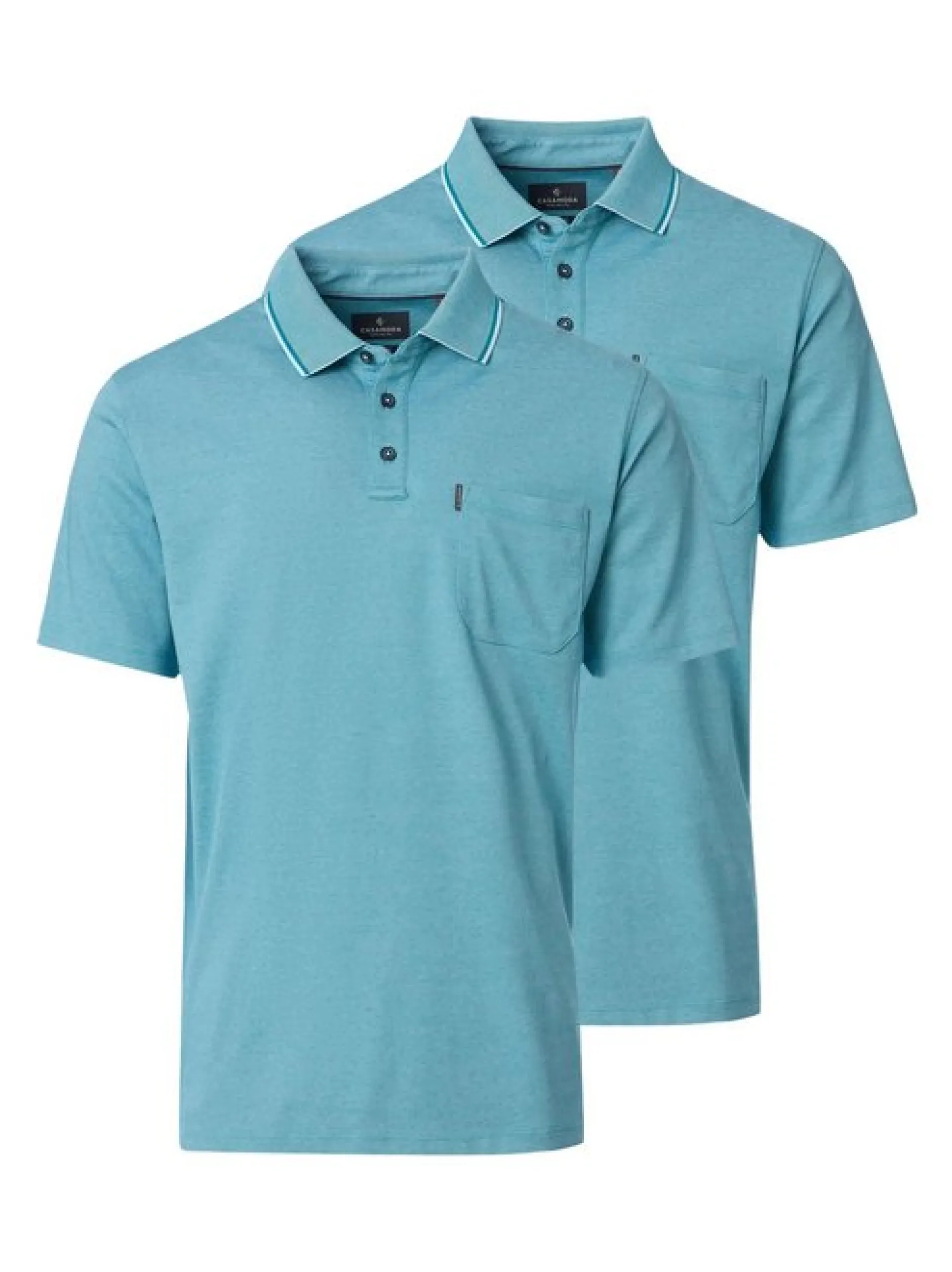 CASAMODA Herren Poloshirts im 2er-Pack in türkis