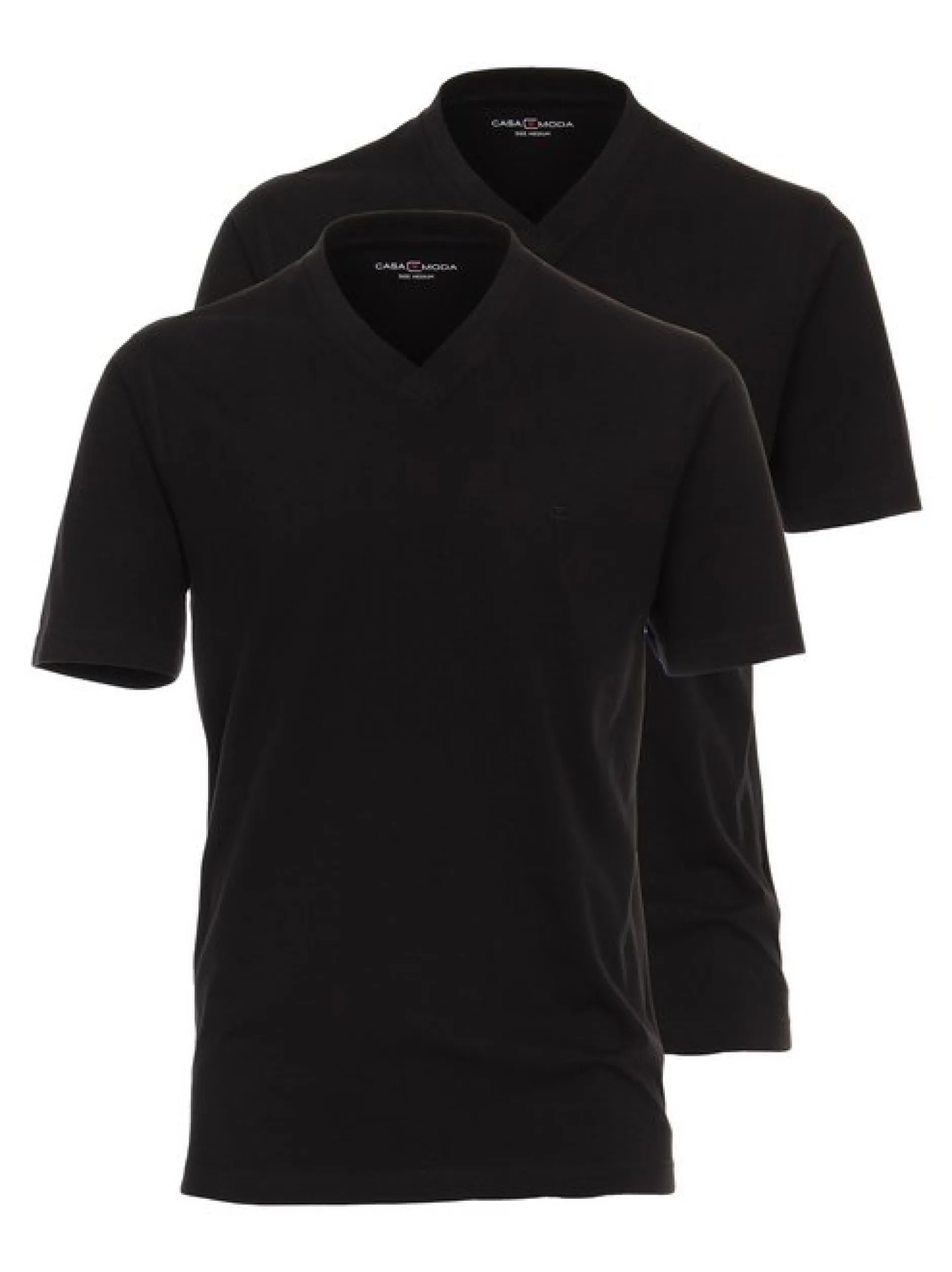 CASAMODA Herren T-Shirt - 2er Pack Basic in schwarz