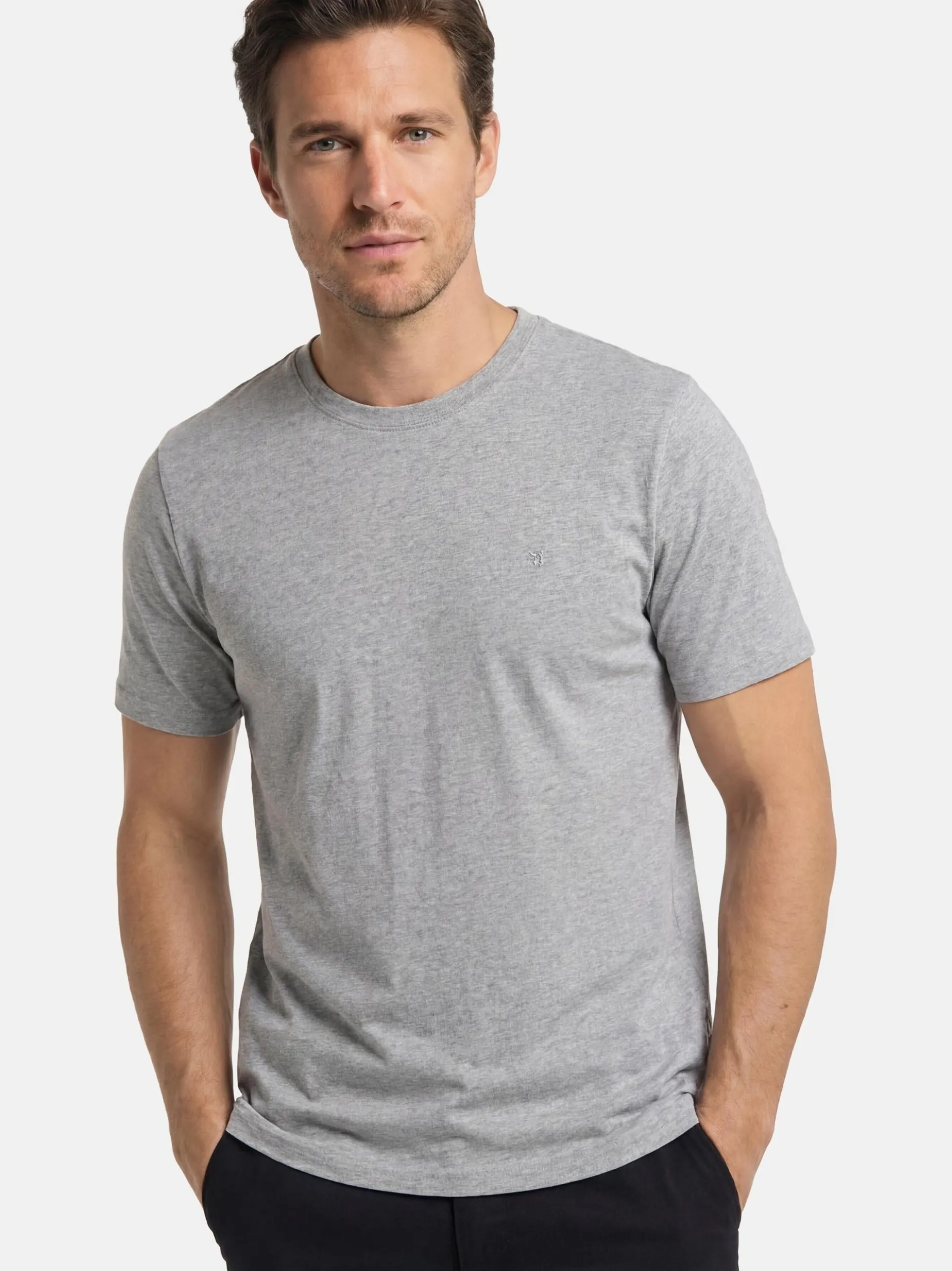 CASAMODA Herren T-Shirt - 3er Pack Basic in hellblau