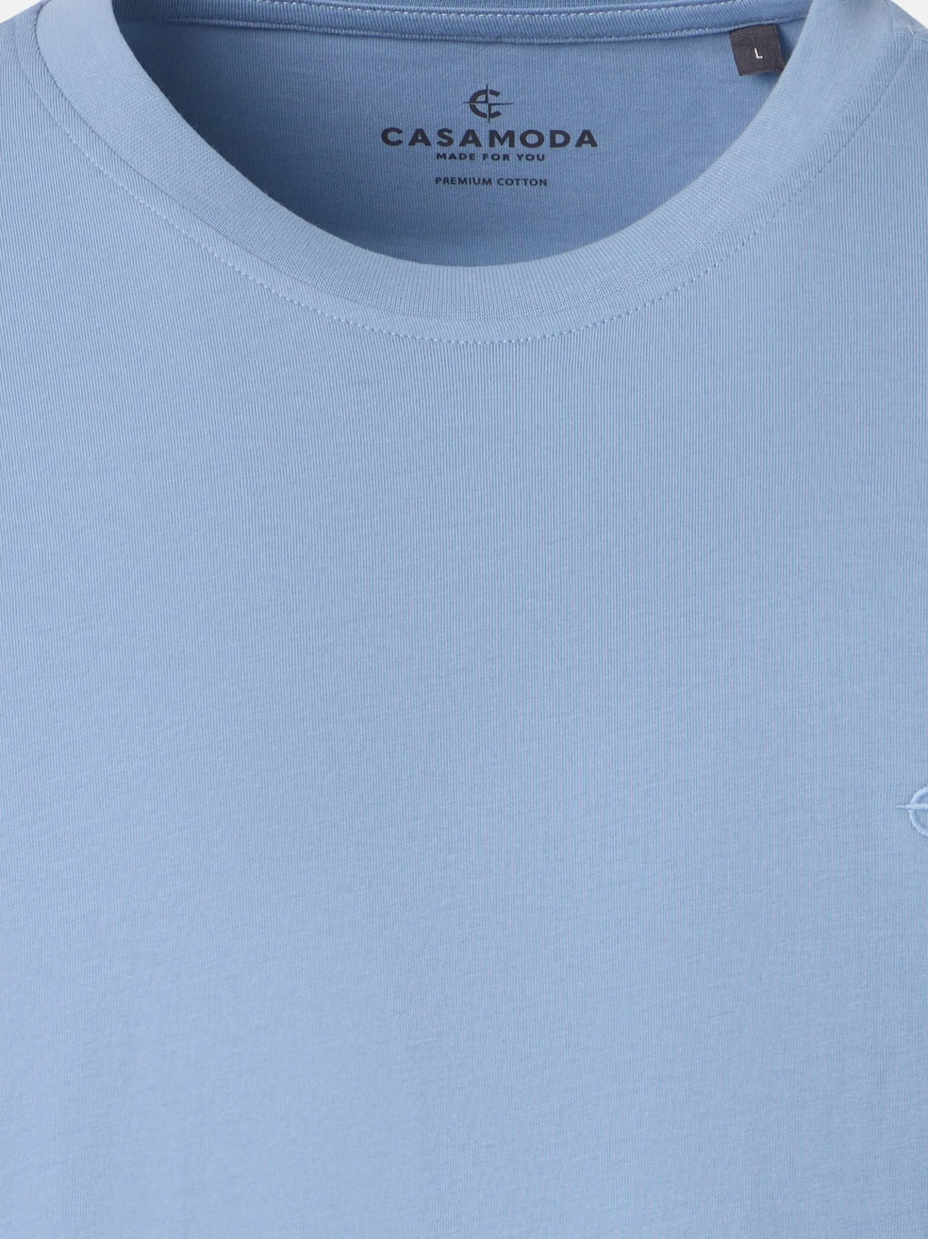CASAMODA Herren T-Shirt - 3er Pack Basic in hellblau