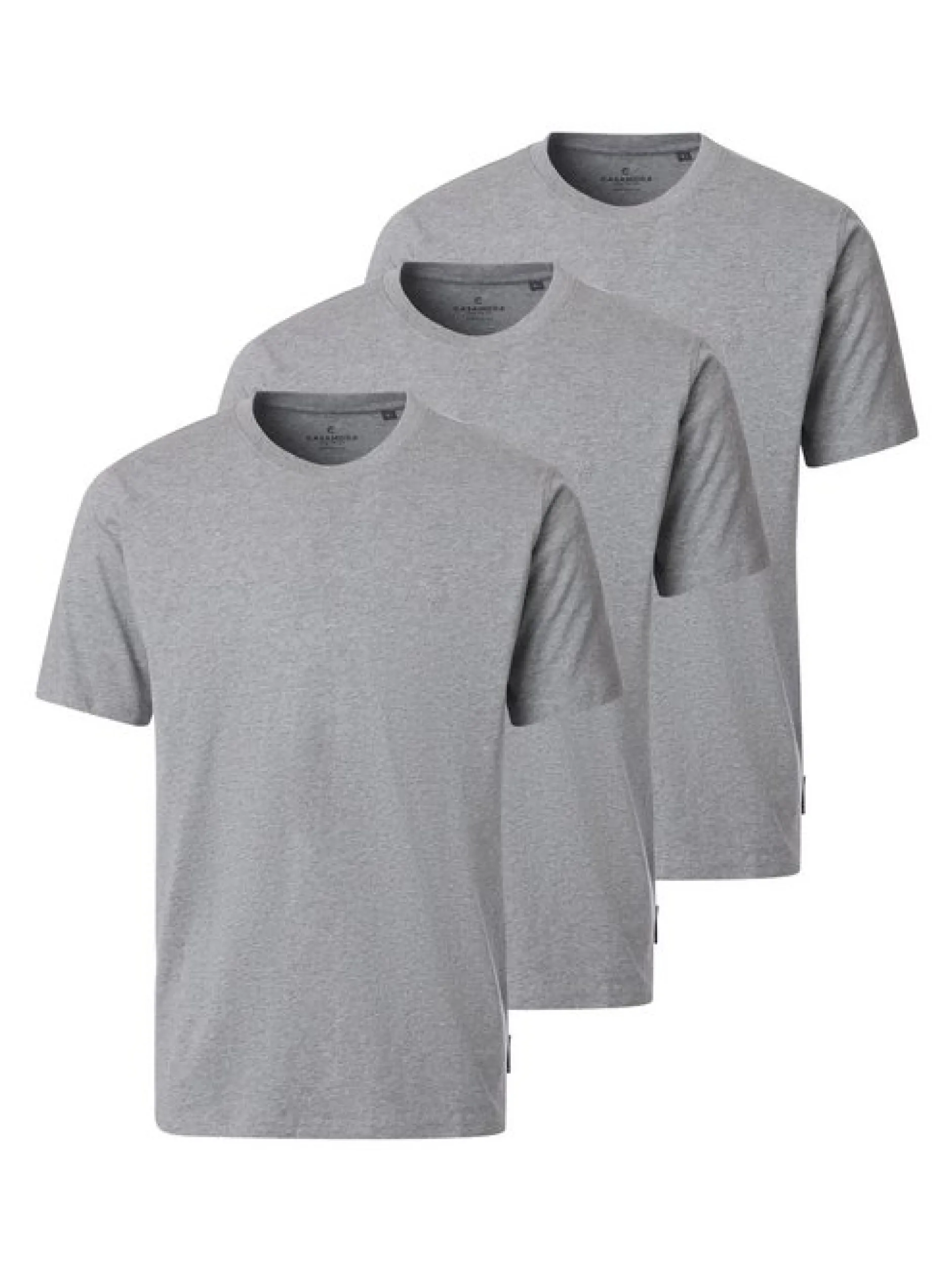 CASAMODA Herren T-Shirt - 3er Pack Basic in grau