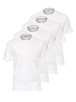 CASAMODA Herren T-Shirt - 4er Pack Basic in weiß