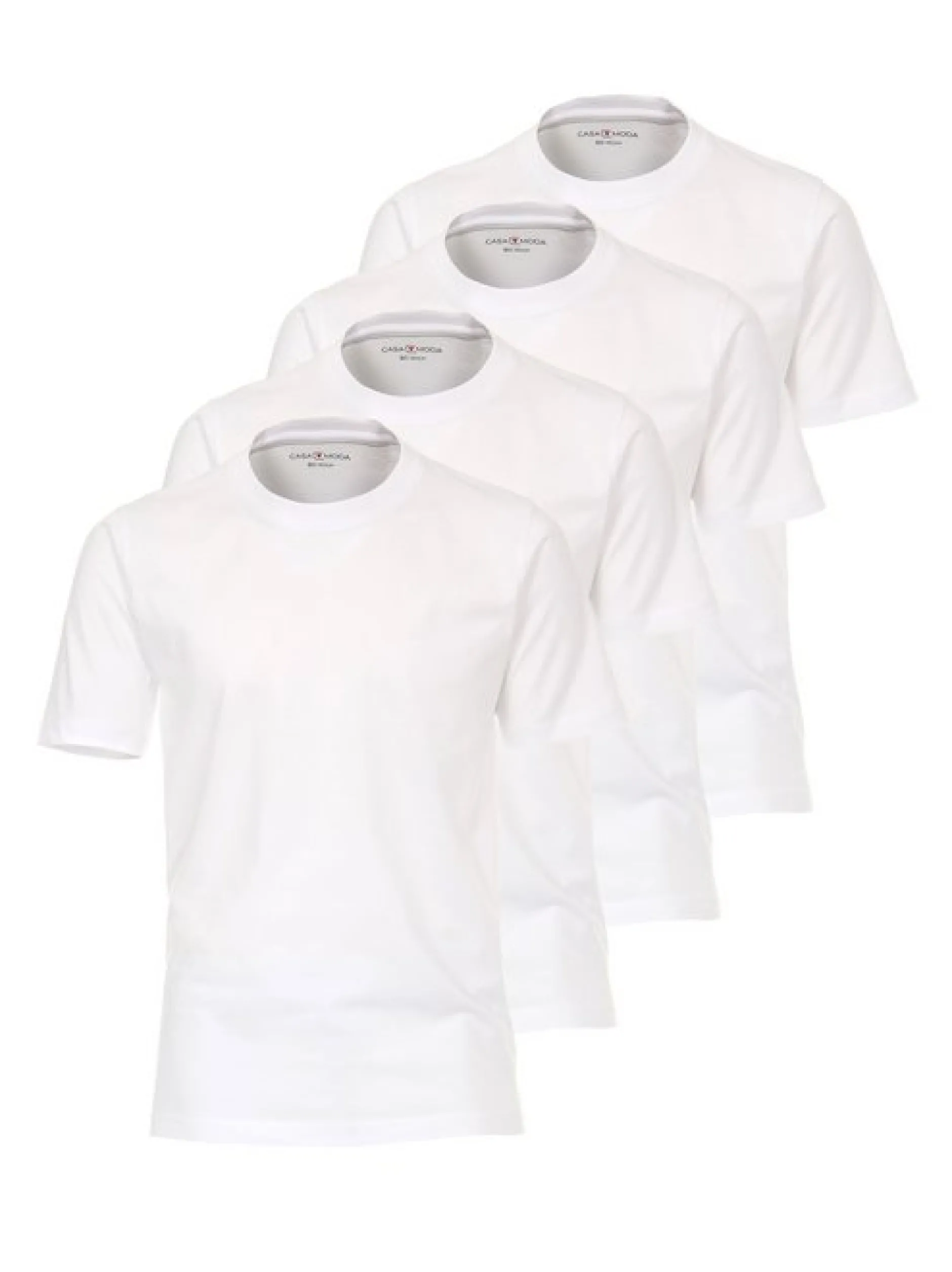 CASAMODA Herren T-Shirt - 4er Pack Basic in weiß