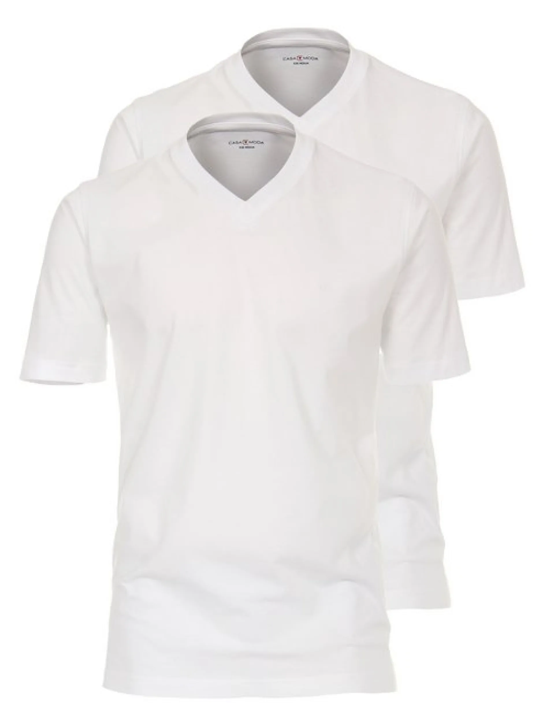 CASAMODA Herren T-Shirt - 2er Pack Basic in weiß