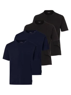 CASAMODA Herren T-Shirt - 4er Pack Basic in schwarz