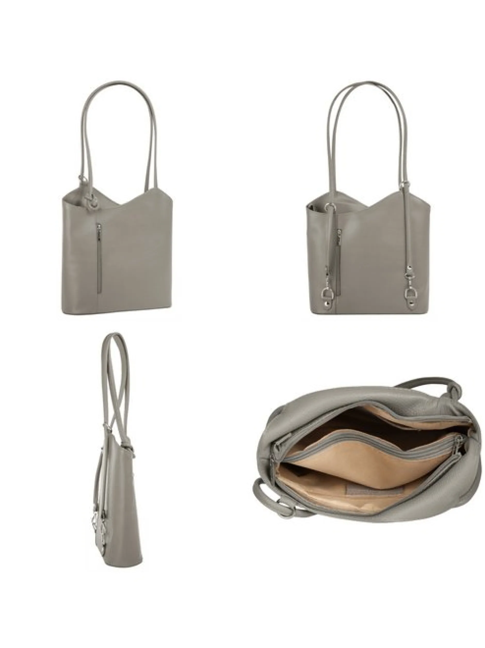 Cluty Damen Shopper - Rucksack - Kombination in grau