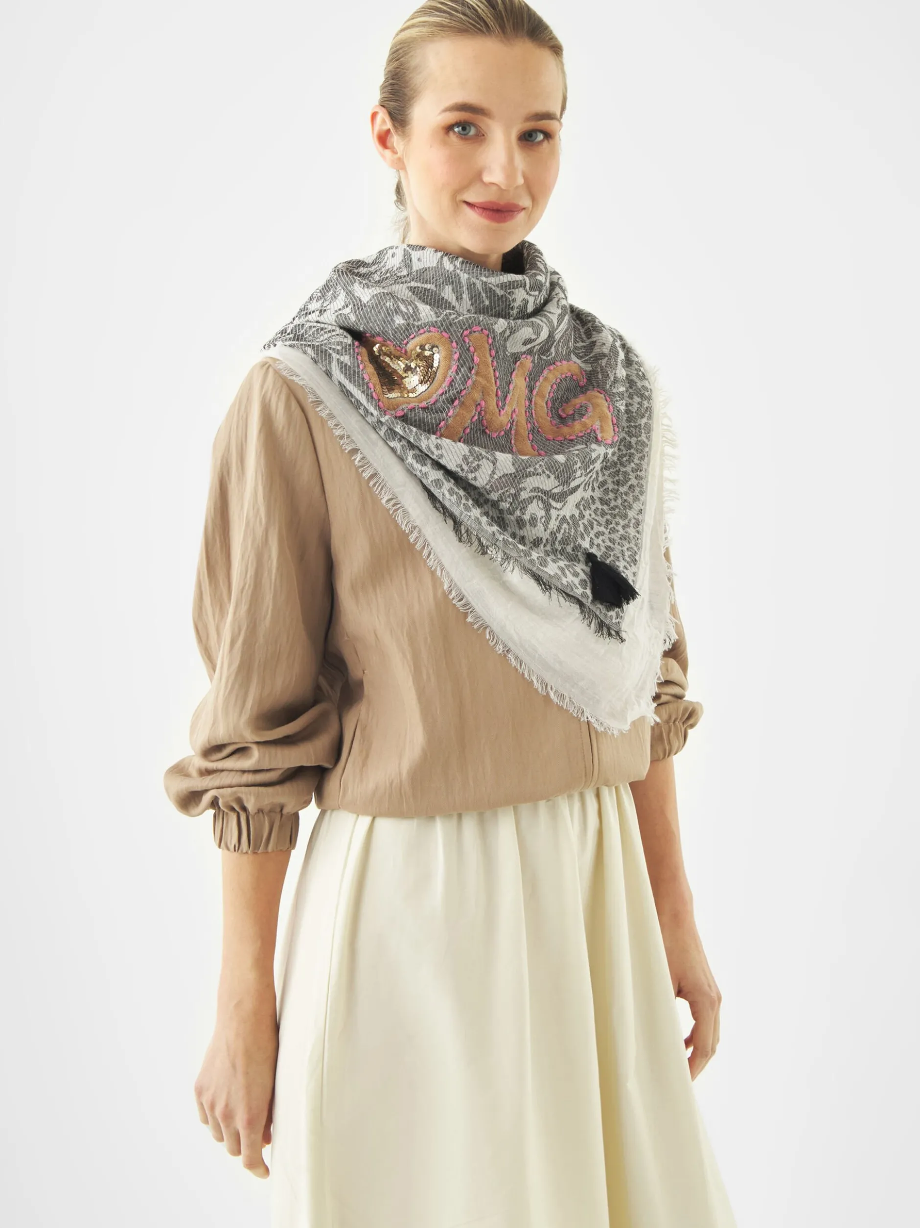 Codello Damen Jacquard-Tuch in grau