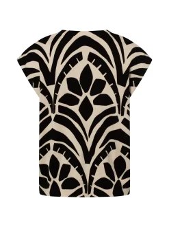 comma casual identity Damen Strickshirt in schwarz beige