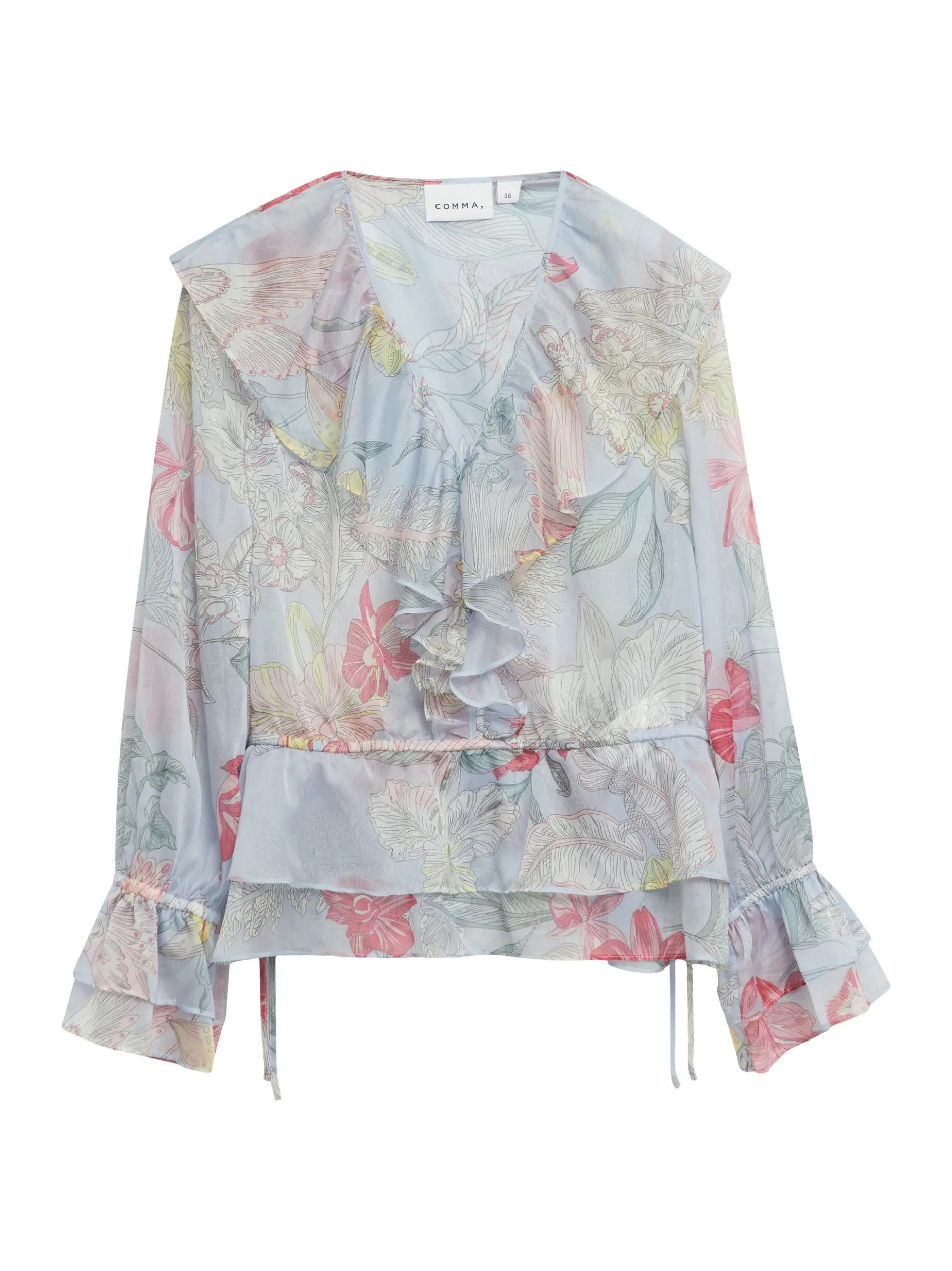comma Damen Bluse in hellblau mehrfarbig