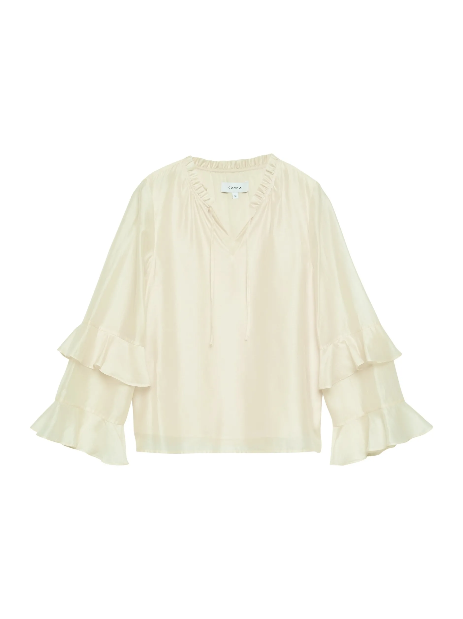 comma Damen Blusenshirt in beige - Ärmel: langarm