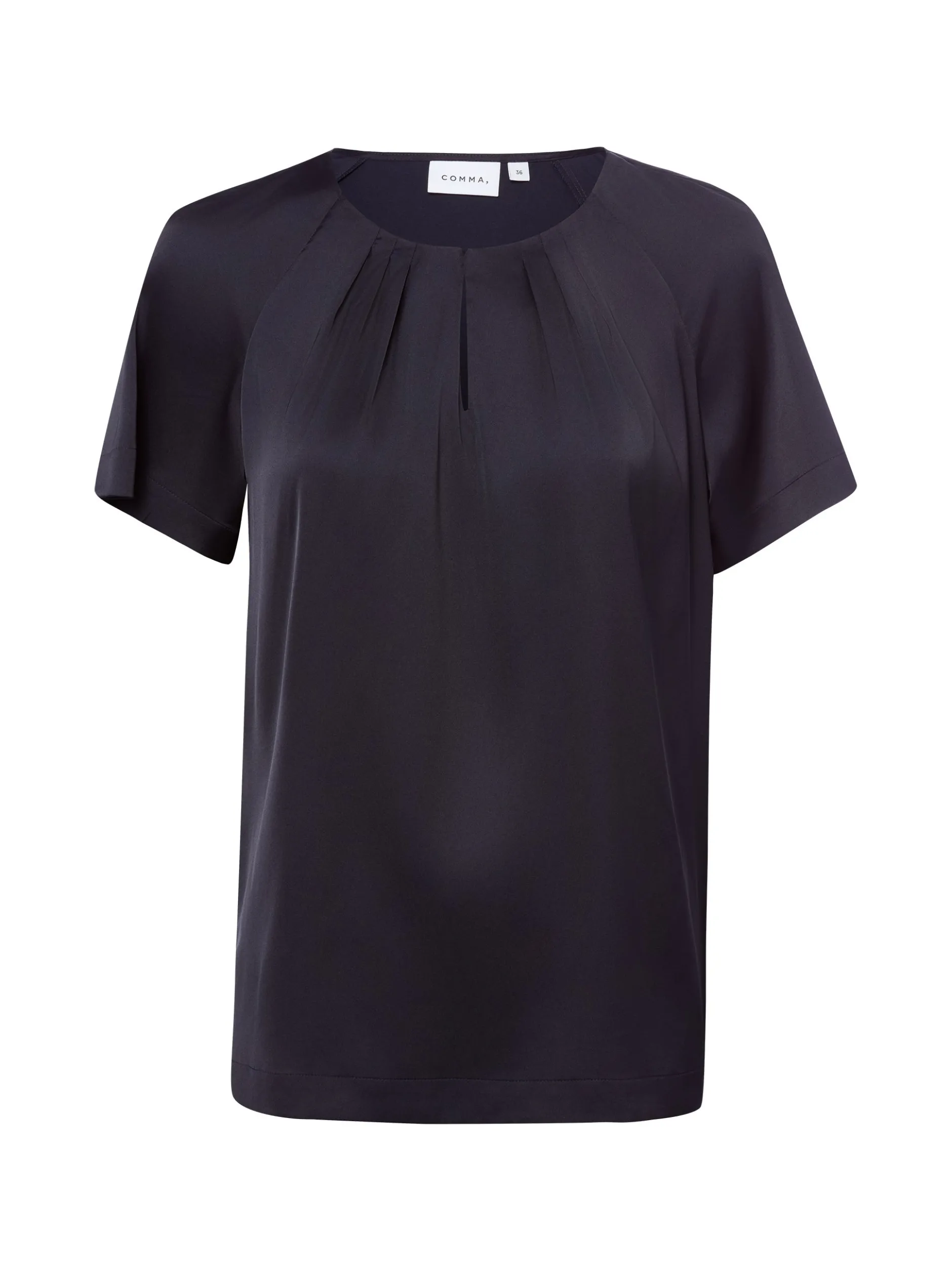 comma Damen Blusenshirt in marine - Ausschnitt: Rundhals
