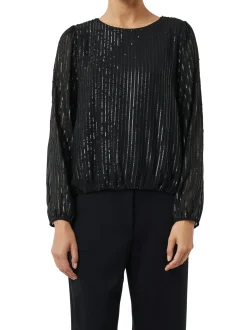 comma Damen Blusenshirt in schwarz - Ärmel: langarm