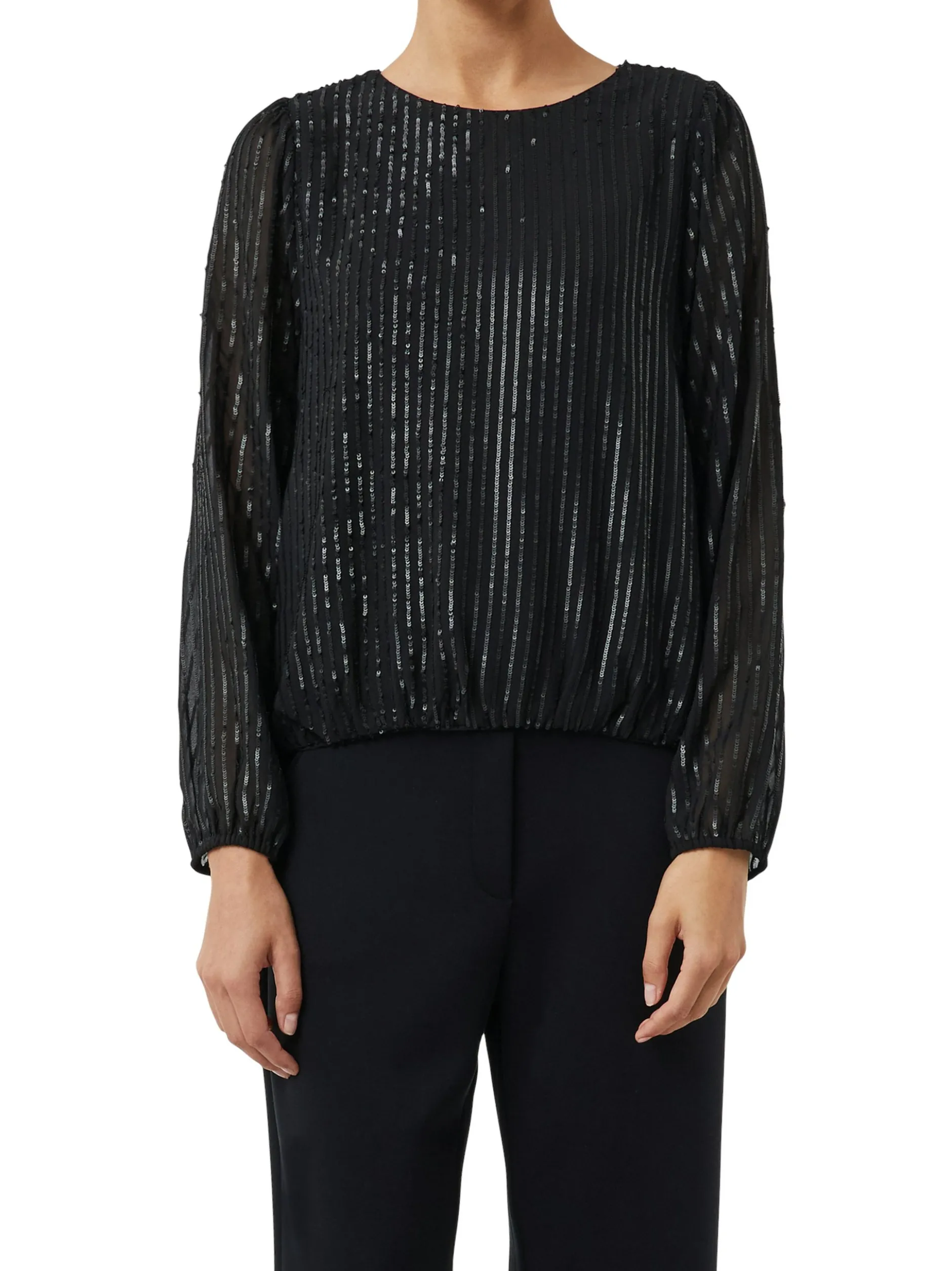 comma Damen Blusenshirt in schwarz - Ärmel: langarm