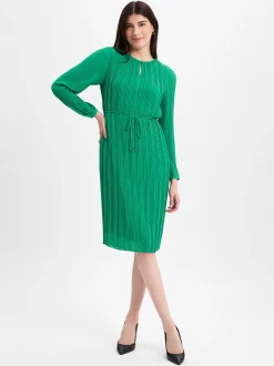 comma Damen Freizeitkleid in grün - Ausschnitt: Rundhals