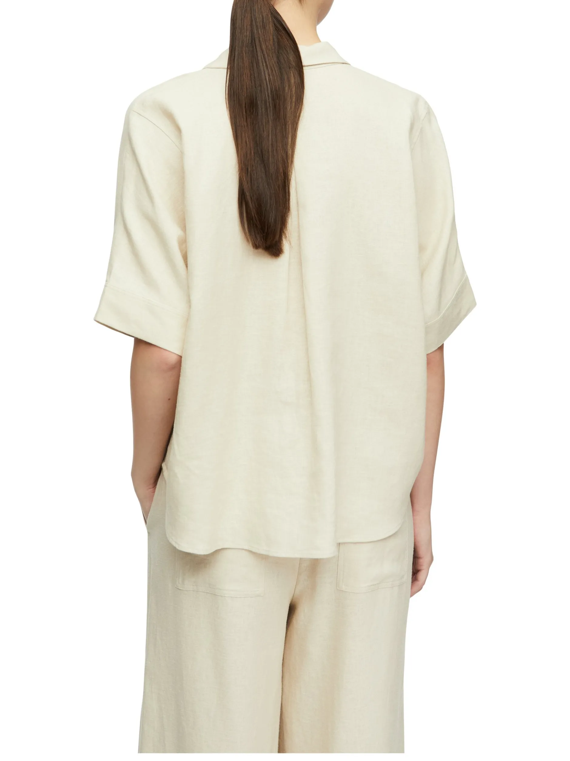 comma Damen Hemdbluse in beige - Ärmel: kurzarm