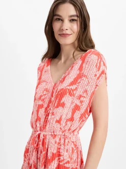 comma Damen Jumpsuit in koralle weiß - Ärmel: ohne Arm