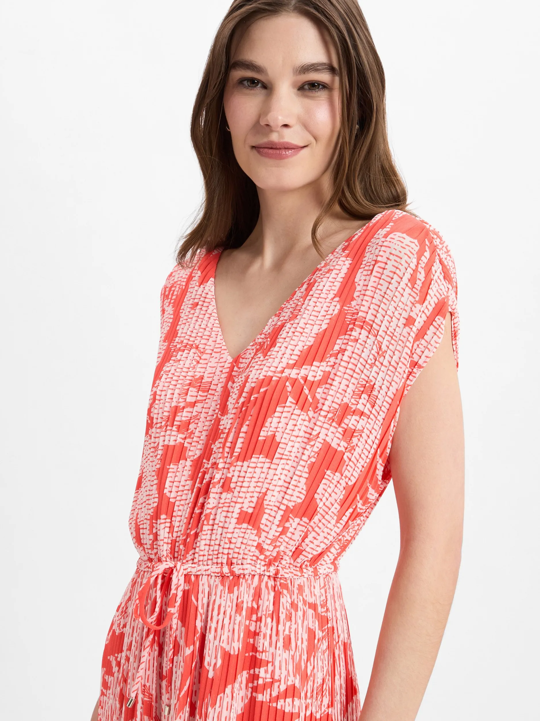comma Damen Jumpsuit in koralle weiß - Ärmel: ohne Arm