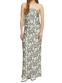 comma Damen Paillettenrock in beige schwarz