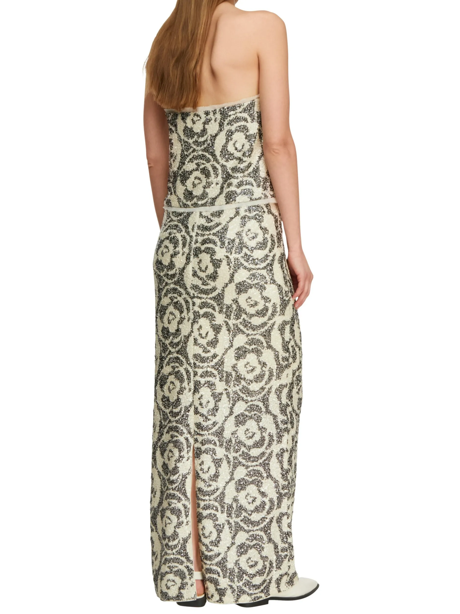 comma Damen Paillettenrock in beige schwarz