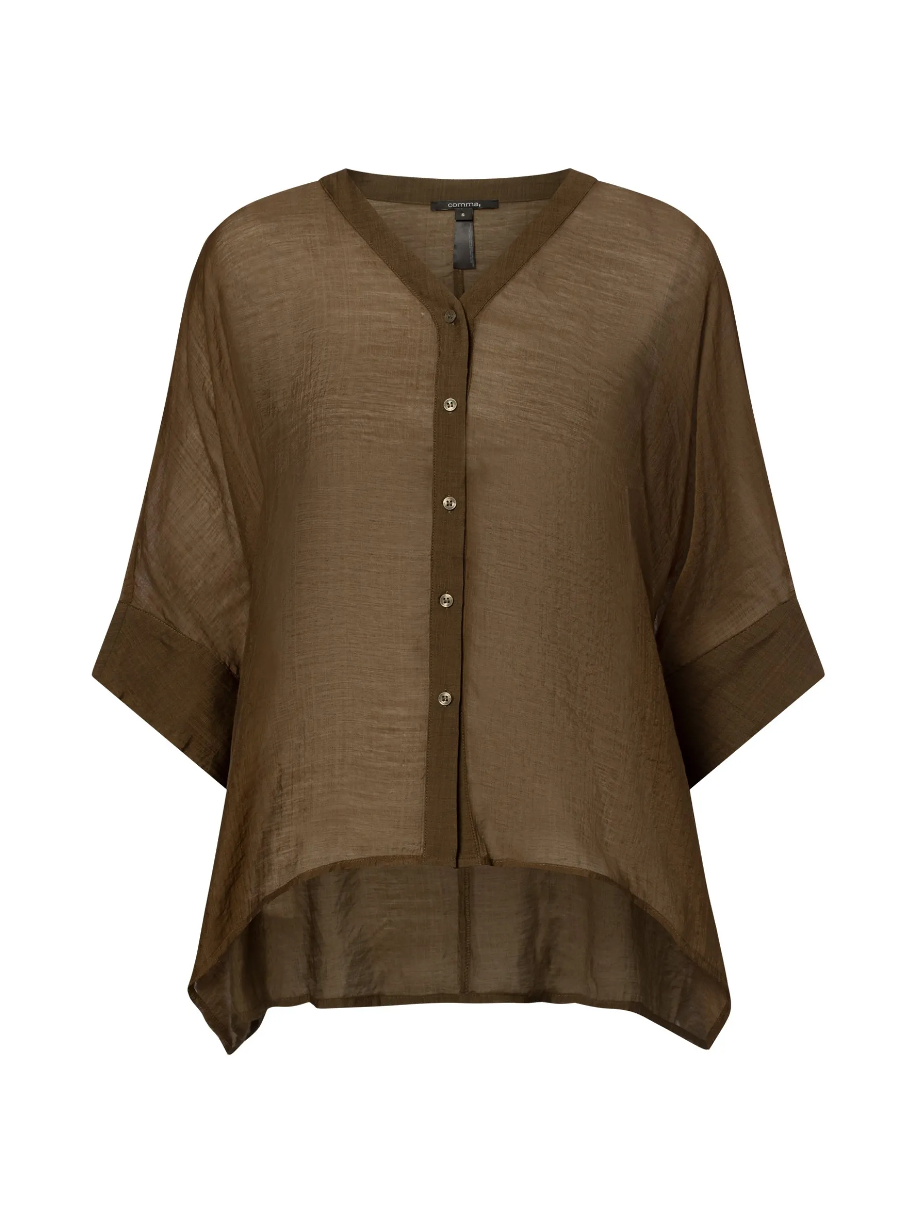 comma Damen Sommerbluse in khaki - Ärmel: Halbarm
