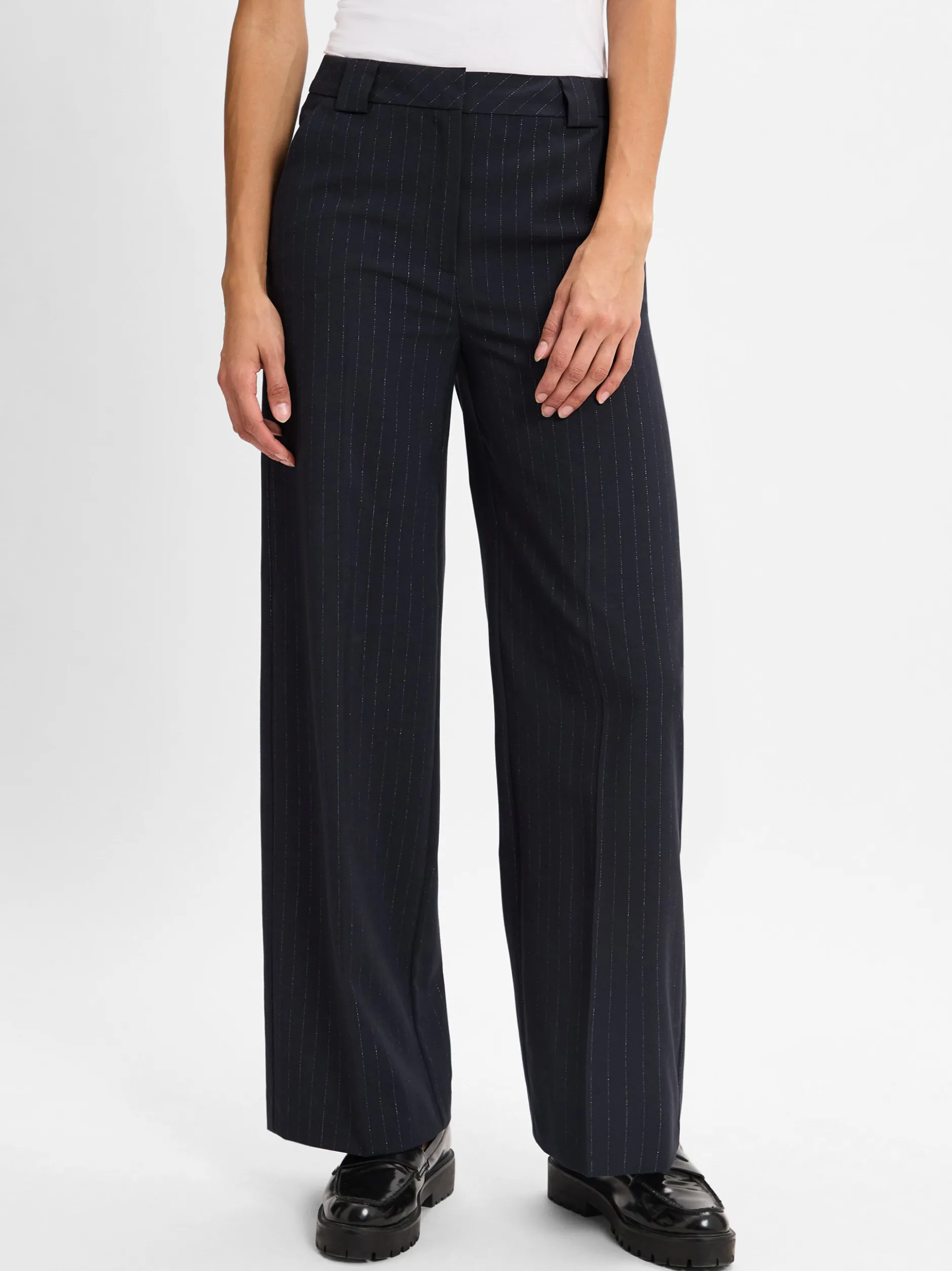 comma Damen Stoffhose in marine silber - Länge: lang