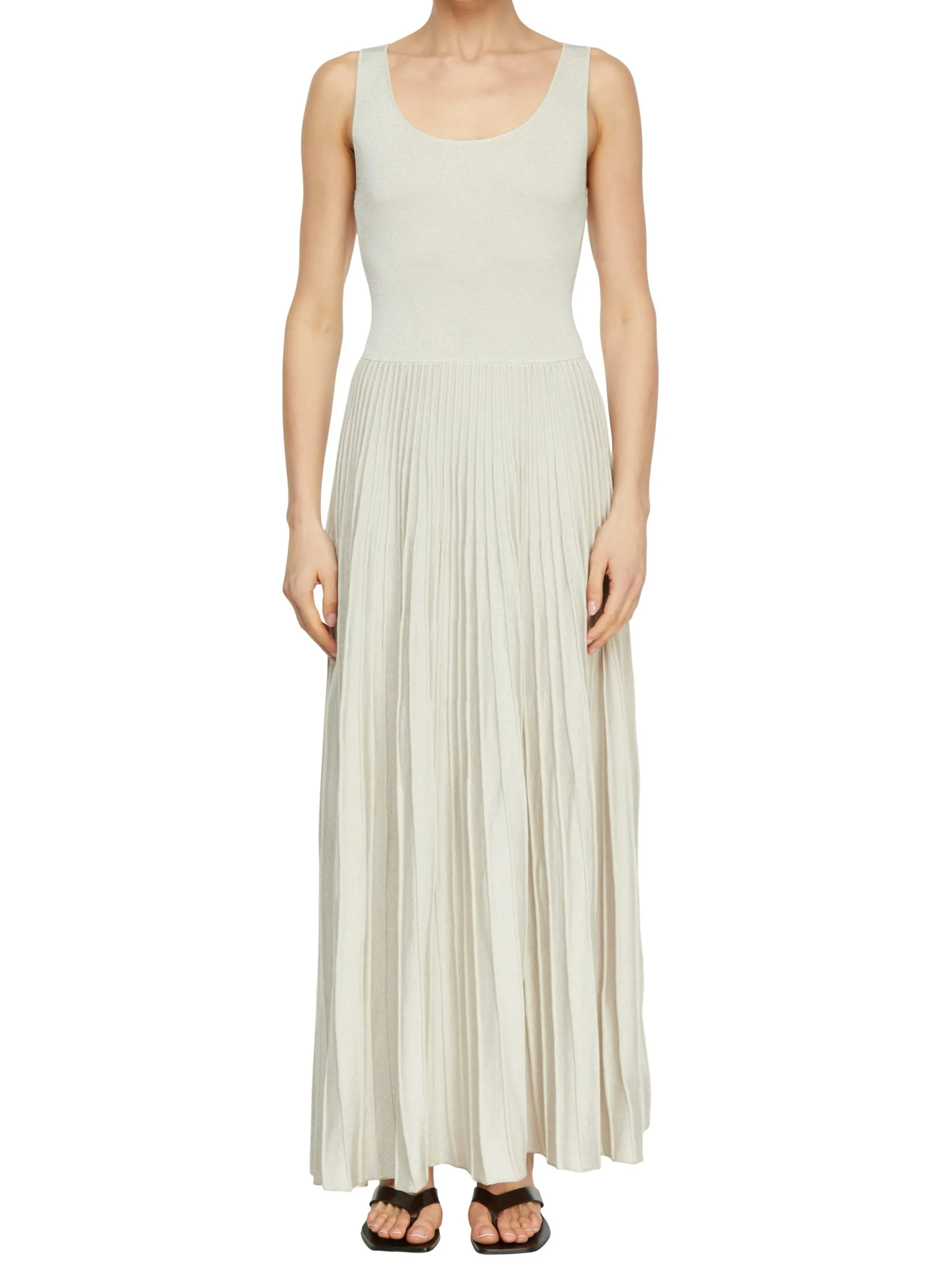 comma Damen Strickkleid in beige silber - Länge: lang