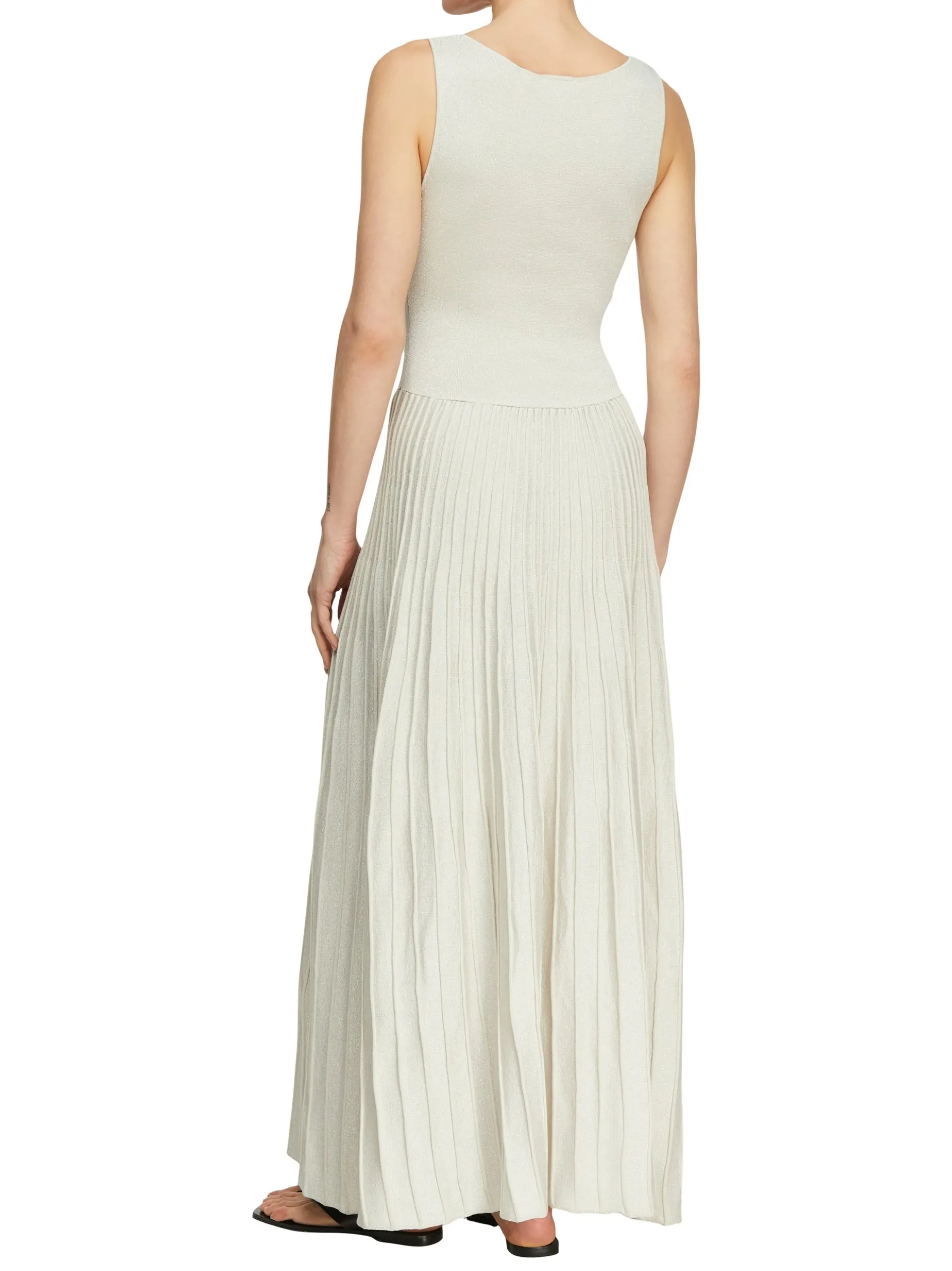 comma Damen Strickkleid in beige silber - Länge: lang