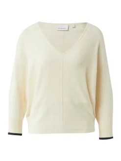 comma Damen Strickpullover in beige - Ärmel: 3/4 Arm