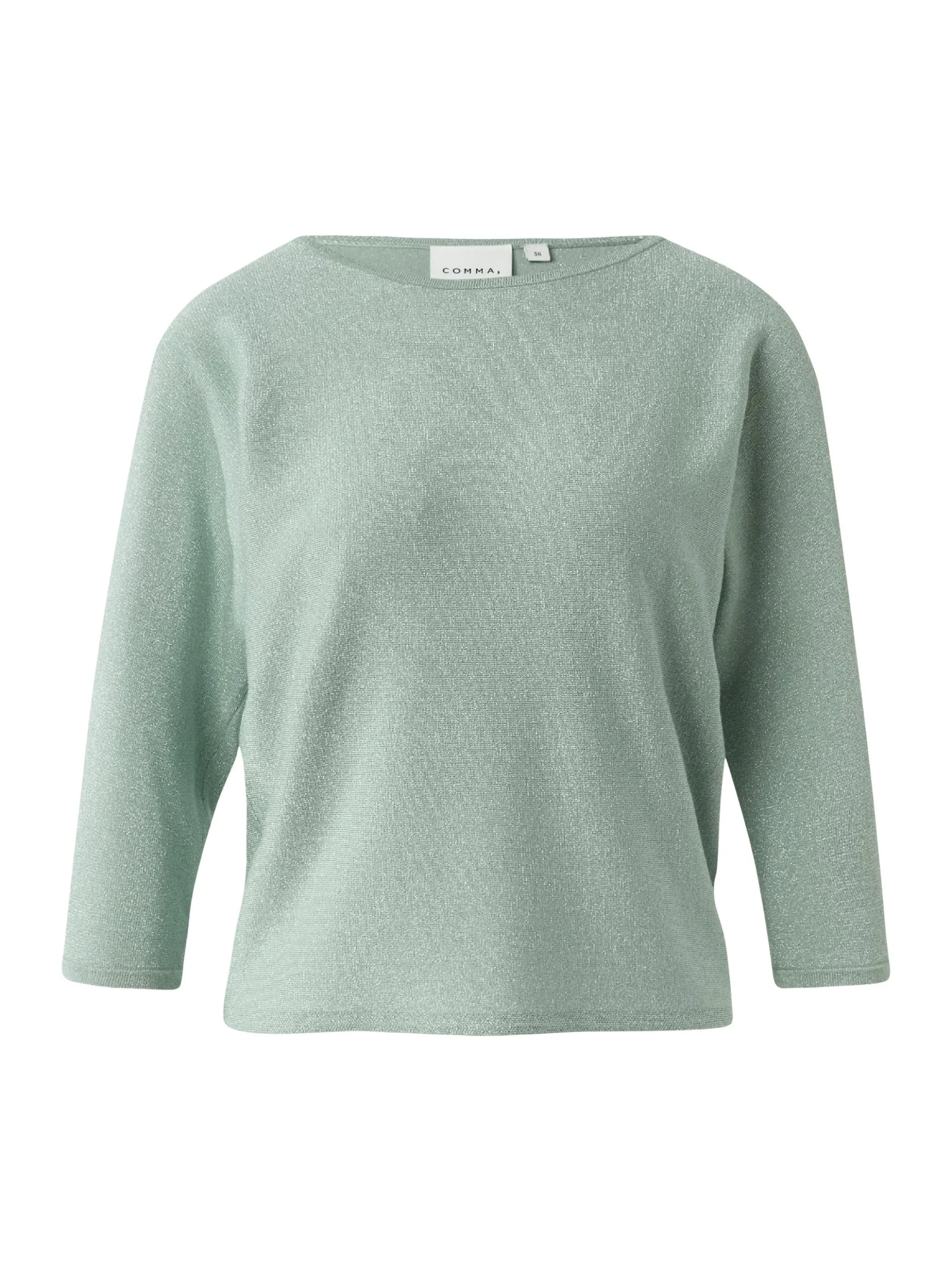 comma Damen Strickshirt in mint silber - Ärmel: Halbarm