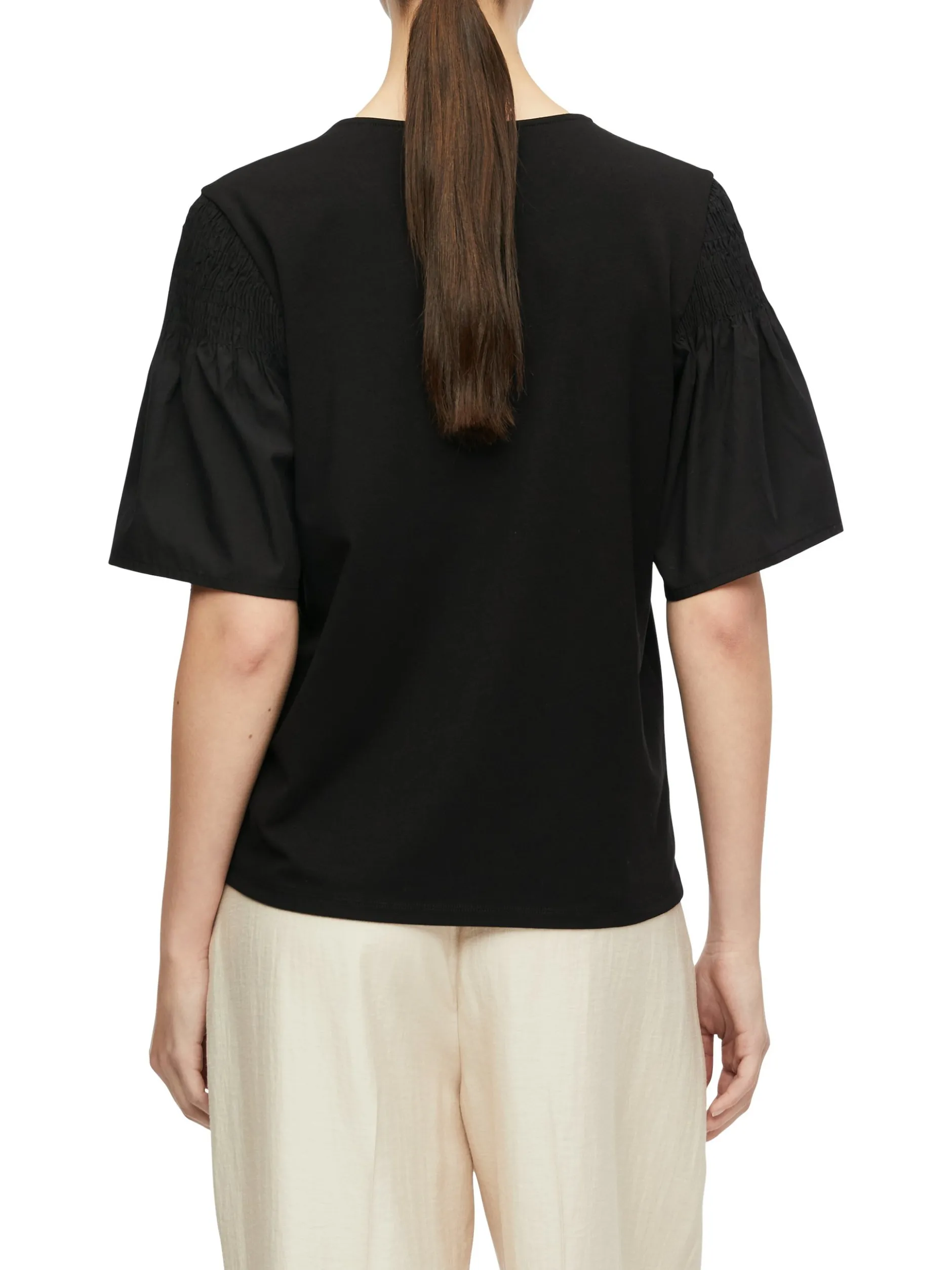 comma Damen T-Shirt in schwarz - Ausschnitt: Rundhals
