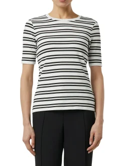 comma Damen T-Shirt in weiß schwarz - Ärmel: kurzarm