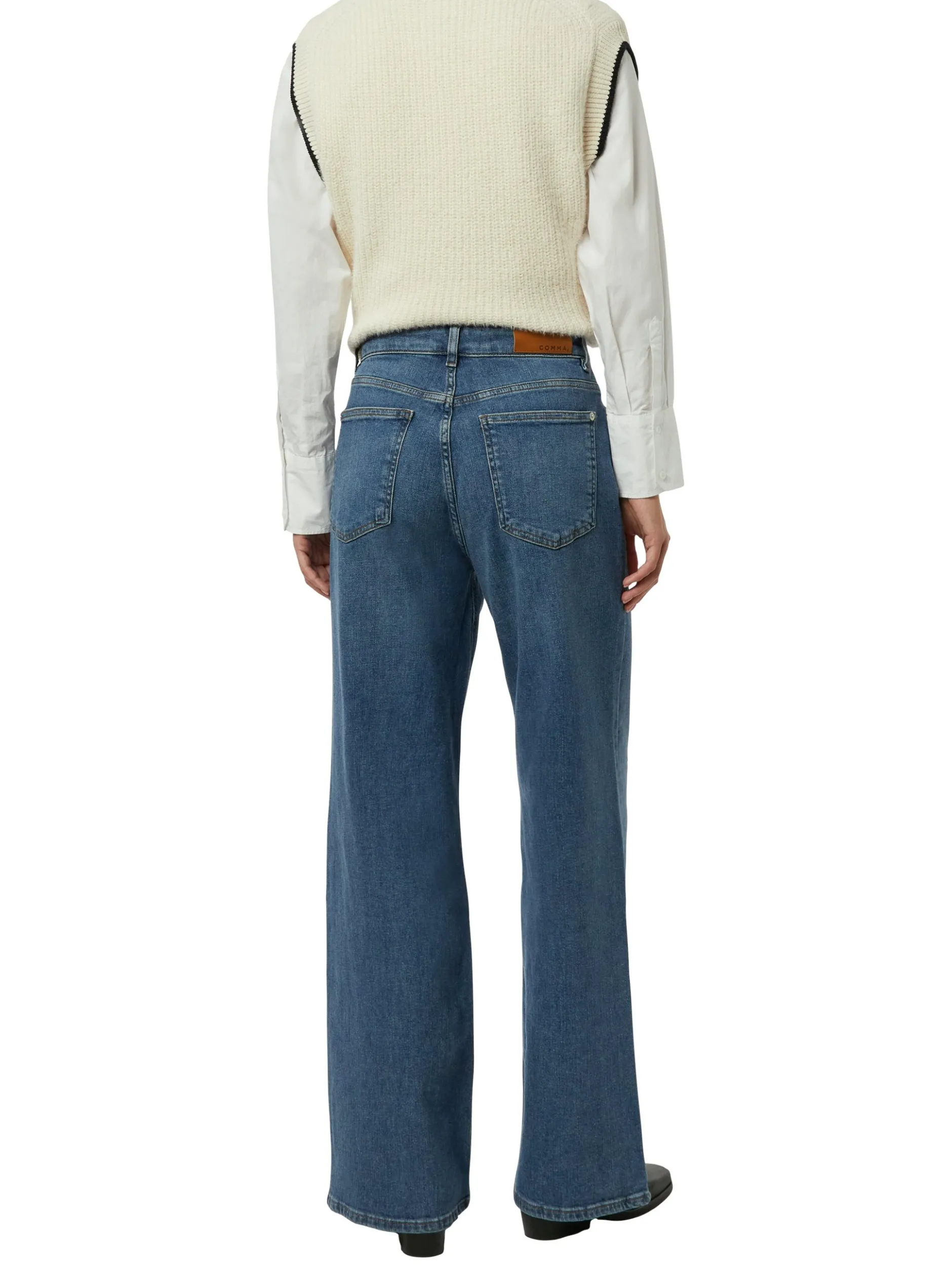 comma Damen Wide Leg Jeans - Anna in denim - Länge: lang