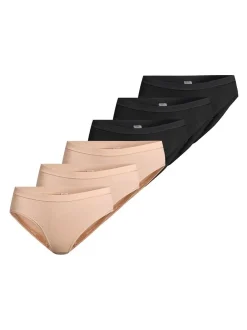 con-ta Damen Midi Slip - 6er Pack Feinripp in schwarz