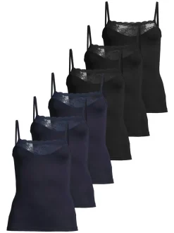 con-ta Damen Spaghetti Top - 6er Pack Modal in blau