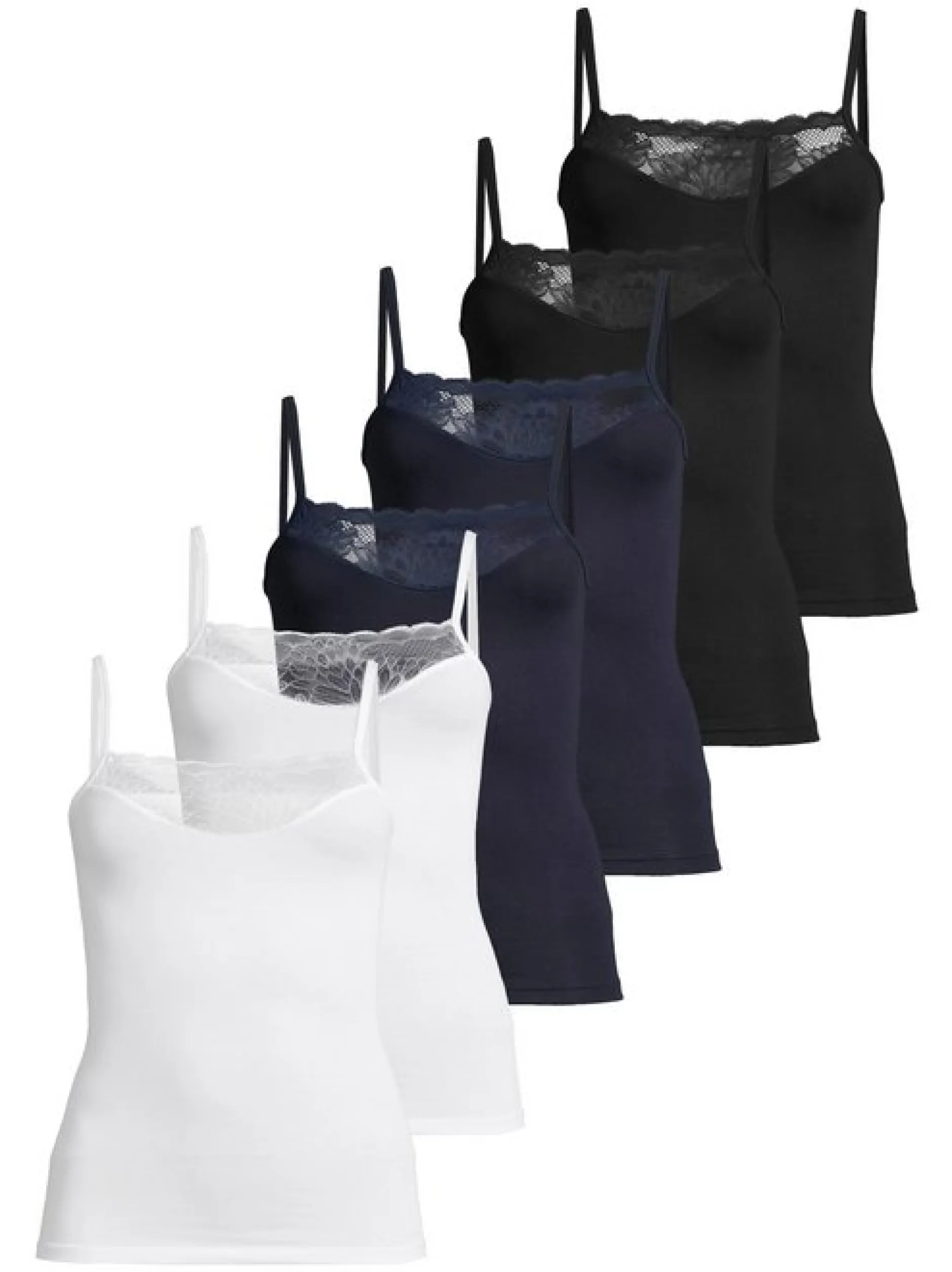 con-ta Damen Spaghetti Top - 6er Pack Modal in mehrfarbig