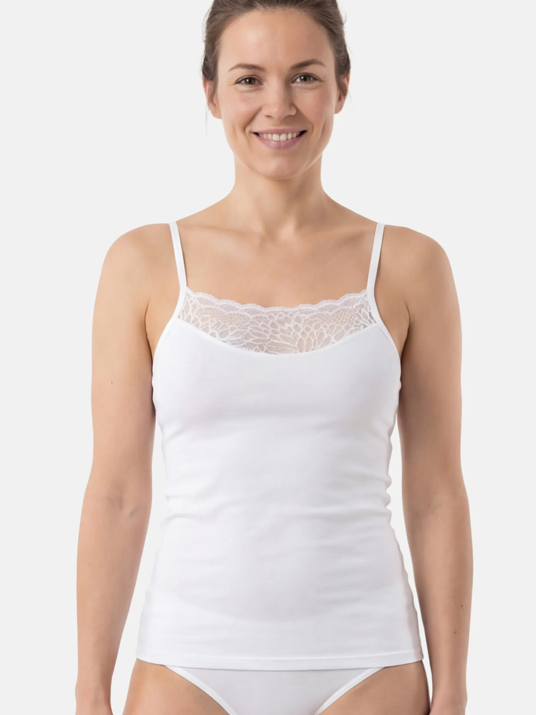 con-ta Damen Spaghetti Top - 6er Pack Modal in schwarz