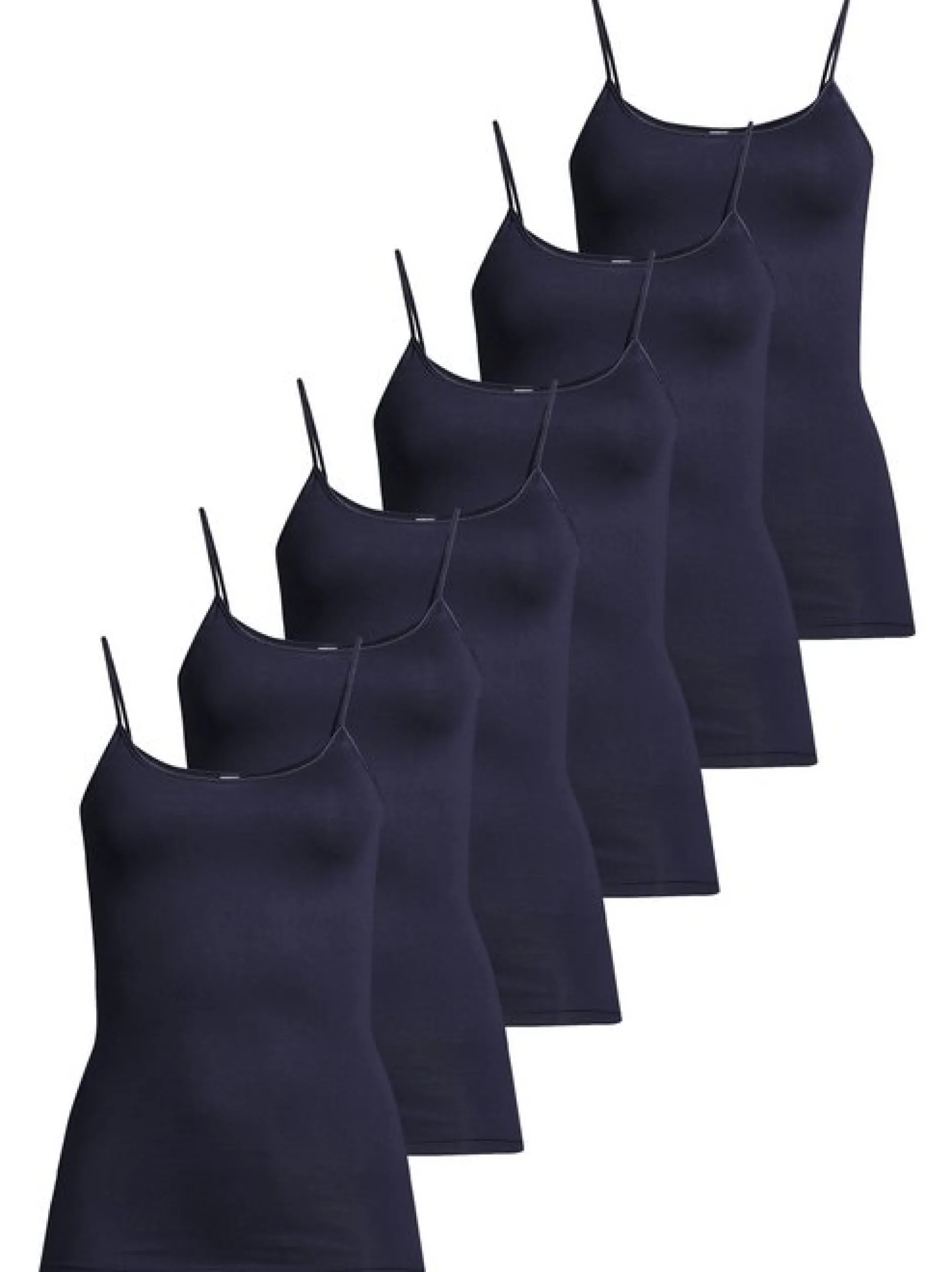 con-ta Damen Spaghetti Top - 6er Pack Modal in blau