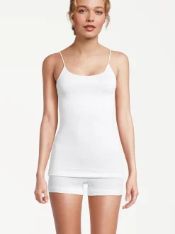 con-ta Damen Spaghetti Top - 3er Pack Modal in weiß